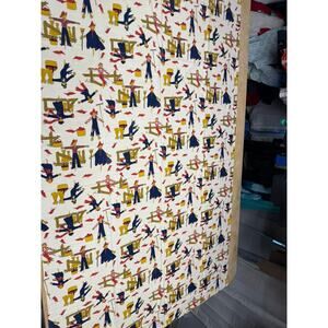 Fall Fabric VTG Scarecrow Birds‎ Rake Farm Fencepost Thanksgiving PLZ READ!!!
